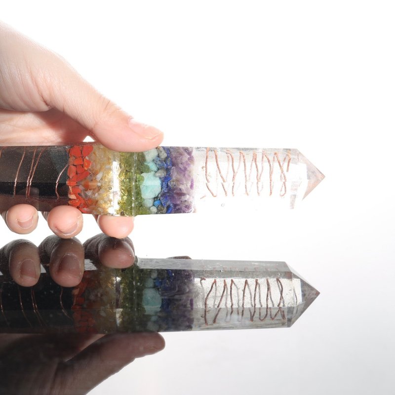 客製化禮物_雙頭黑白水晶脈輪治療魔法棒 -白/黑水晶、天然礦石 - 擺飾/家飾品 - 水晶 白色