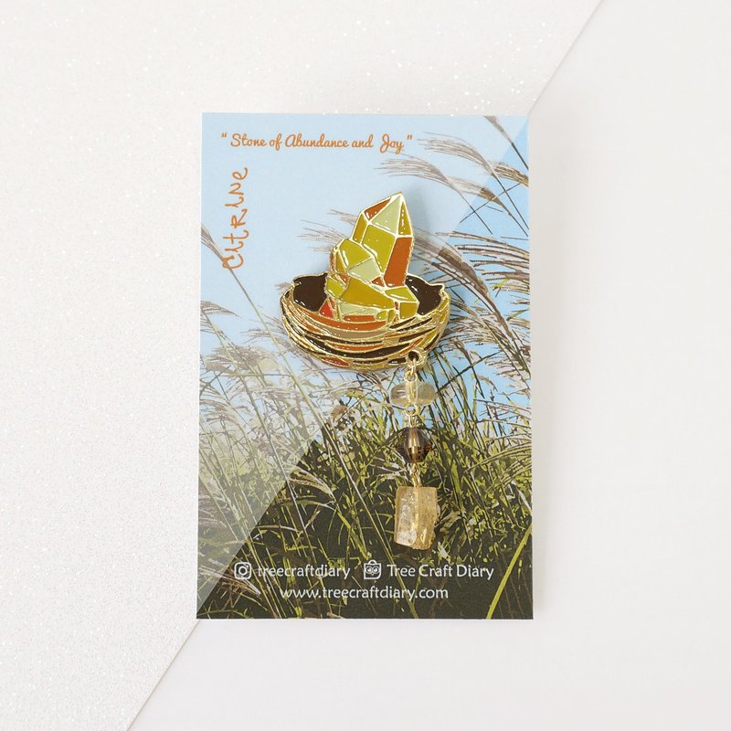 黃水晶窩巢徽章別針 // Citrine Nest Enamel Pin - 徽章/別針 - 寶石 黃色