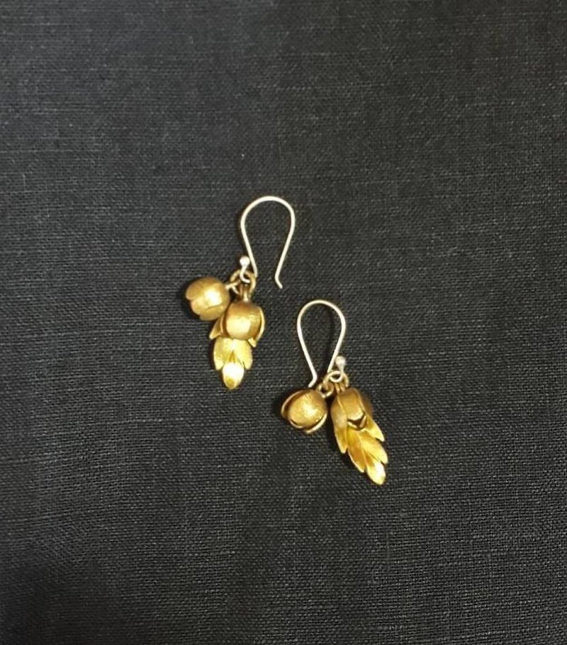 Flower leaf earrings - 耳環/耳夾 - 銀 