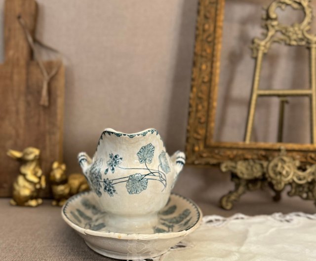 サルグミンヌ　フランスアンティーク　グリーン　　ソースボート サルグミンヌフランスアンティークグリーンソースボート