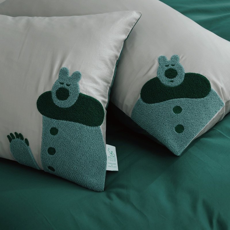 Good Relationship x Bao Dashan | Sleeping Forest-Pure Realm Long Fiber Cotton Pillowcase - เครื่องนอน - ผ้าฝ้าย/ผ้าลินิน สีเขียว