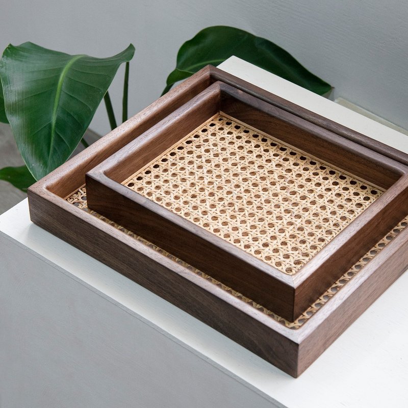 Tomood/ Handmade solid wood square rattan storage tray between soil and wood - North American walnut - Storage - Wood Brown