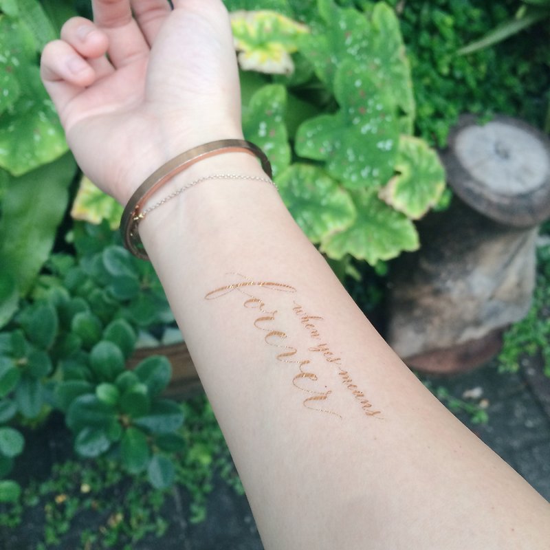 cottontatt // when yes means forever // gold / silver temporary tattoo sticker - Temporary Tattoos - Other Materials Gold