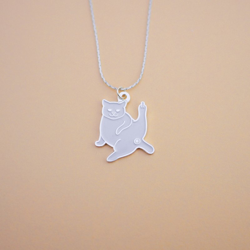 WHITE WISH cat necklace - Collar Necklaces - Other Metals Silver