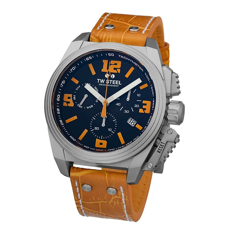 ご注文いただくと、ブランドのバスケットボール SWISS CANTEEN シリーズのオールスチール製ブラックとオレンジのクロノグラフを無料でプレゼントします。 - 腕時計 ユニセックス - 金属 オレンジ