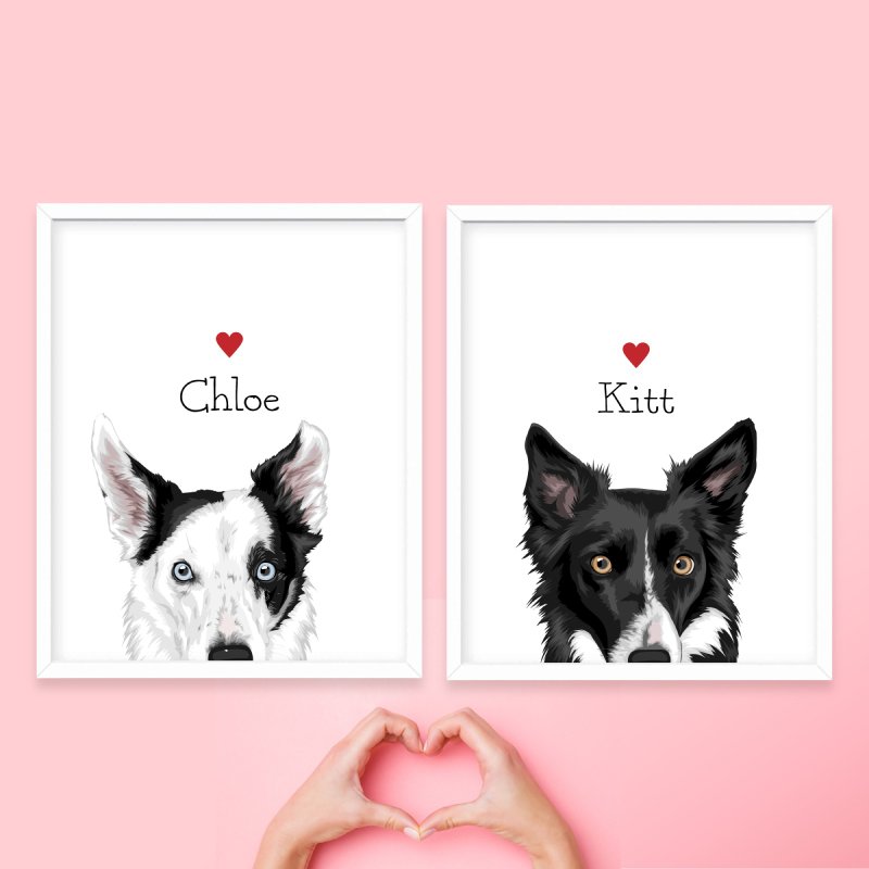 Peek-a-boo pet portrait. Printable custom pet portrait. Personalized pet gift. - 電子似顏繪/繪畫/插畫 - 其他材質 