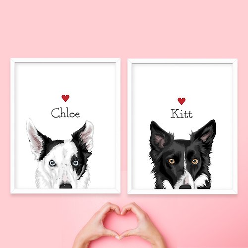 Draw me, please! Peek-a-boo pet portrait. Printable custom pet portrait. Personalized pet gift.