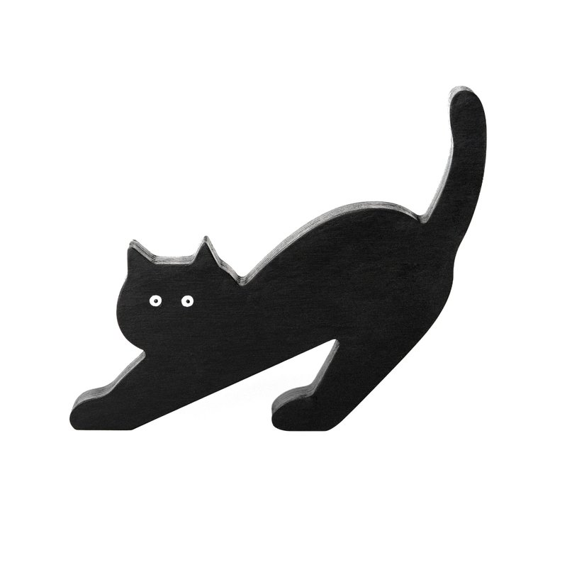 Yoga Cat Wood Object - 擺飾/家飾品 - 木頭 黑色