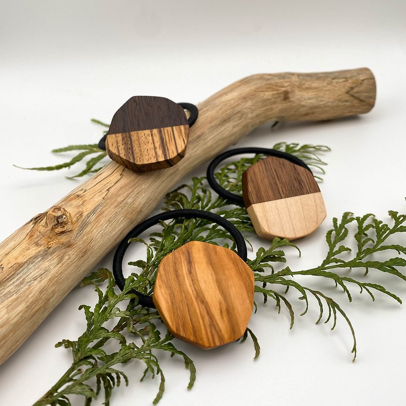 Natural Wood Hair Accessory - Rustic Hair Tie - Handmade Gift - Couples Token - Hair Accessories - Wood Brown