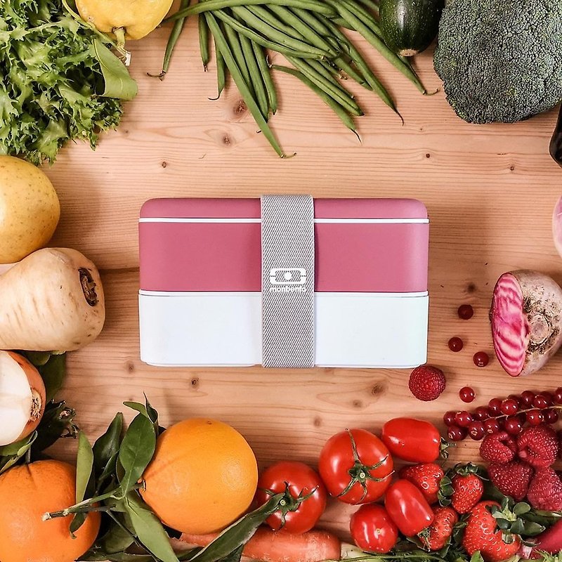 法國Monbento Original雙層餐盒-野莓紅/白