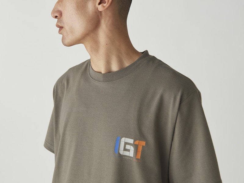 IGT Logo T-shirt beige/black - เสื้อยืดผู้หญิง - ผ้าฝ้าย/ผ้าลินิน สีเทา