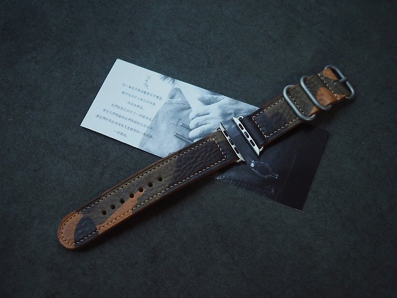 Customized Handmade Camouflage Leather AppleWatch Strap.iWatch Band.Gift - สายนาฬิกา - หนังแท้ หลากหลายสี