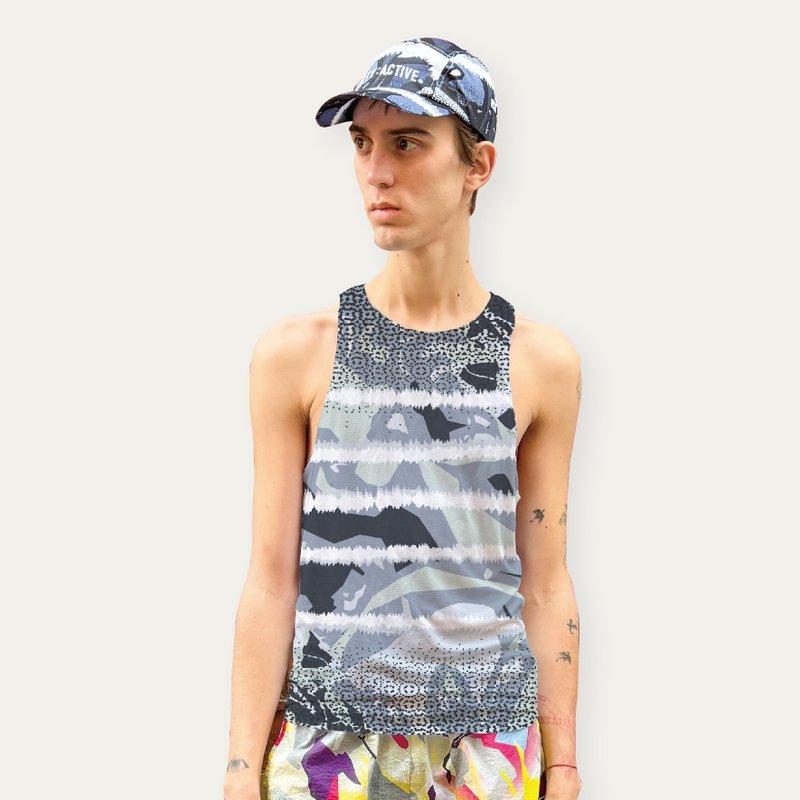 SUPERSONIC Race cut Tank Top - ชุดกีฬาผู้ชาย - วัสดุอีโค สีน้ำเงิน