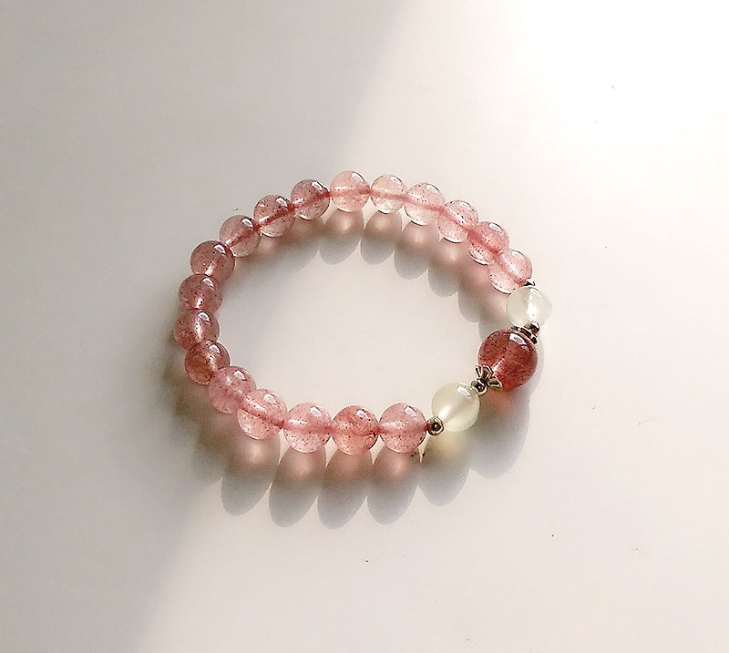 [ 寶石系 ] 甜的 天然礦石 草莓晶  葡萄石  純銀配件  • 手鍊 - 手鍊/手鐲 - 寶石 粉紅色