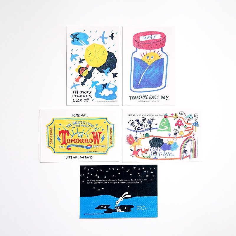 明日ポストカードシリーズ1セット5枚 - カード・はがき - 紙 
