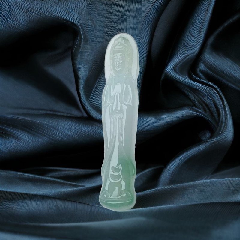 Ice Green Jadeite Avalokitesvara Bodhisattva | Natural Burmese Jadeite A Grade | Gift - สร้อยคอ - เครื่องเพชรพลอย หลากหลายสี