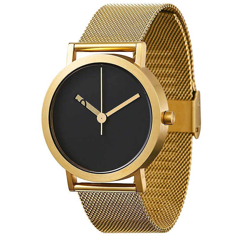 Extra Normal時間唱盤錶 - 金框/金指針/金色米蘭錶帶 - 對錶/情侶錶 - 不鏽鋼 金色