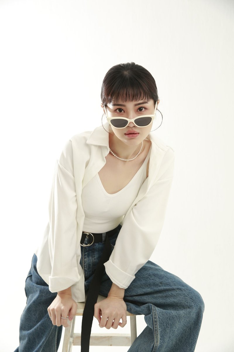 【ASLLY】雪羽風華貓眼偏光墨鏡 F2001 - 太陽眼鏡/墨鏡 - 其他金屬 黑色