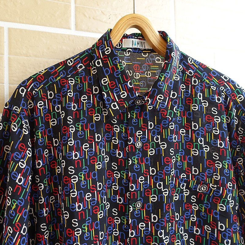│.Slowly │ English ABC - Ancient Shirt │ vintage. Retro. - Men's Shirts - Other Materials Multicolor