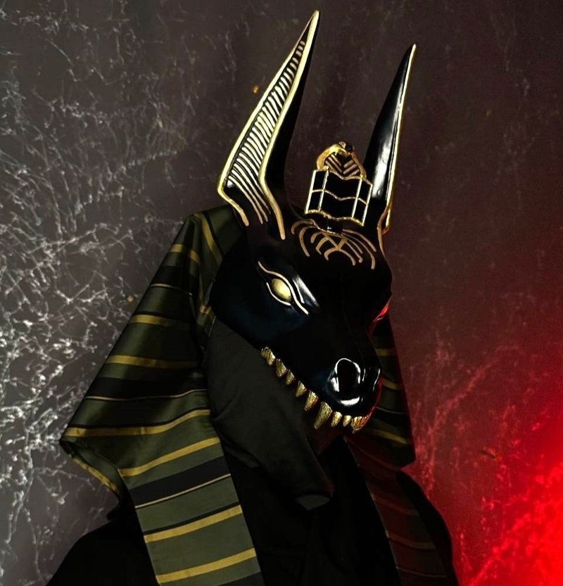 Egyptian Anubis Mask - Black&Gold, Egyptian Wall Decor, Wolf Mask, Merimask - 口罩/口罩收納套 - 樹脂 黑色