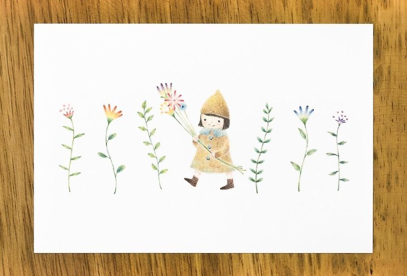 Such as a picture book. "Girl with a flower" post card (set of 2) PC-26 - Cards & Postcards - Paper Yellow