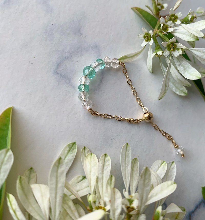 Handmade Chain Ring Wendini Colombian Emerald - General Rings - Gemstone Green