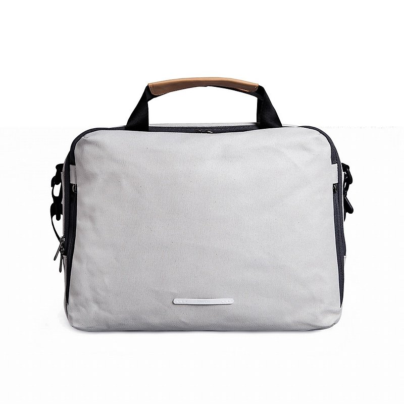 Canvas series-13吋 three simple casual bag (hand / shoulder / side back) - rice gray - RBF120GY - กระเป๋าแล็ปท็อป - เส้นใยสังเคราะห์ สีเทา