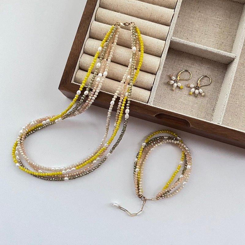 Sunshine Multi-Strand Jewelry set - สร้อยคอ - ไข่มุก 