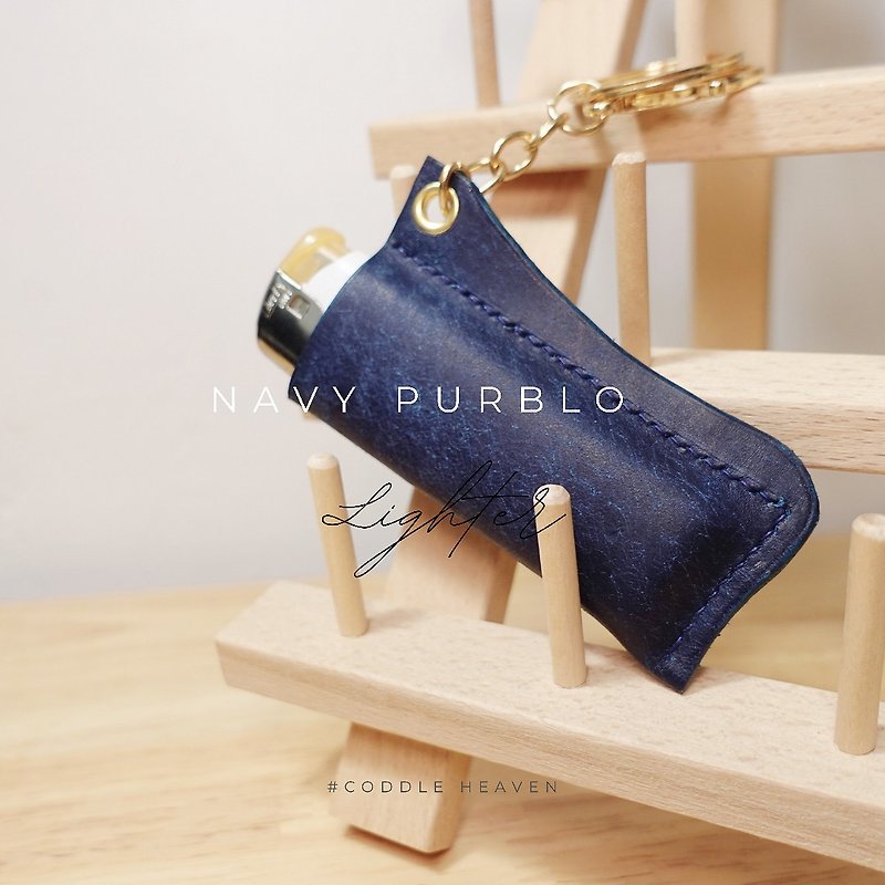 Italian Pueblo leather handmade leather lighter case - Other - Genuine Leather Blue