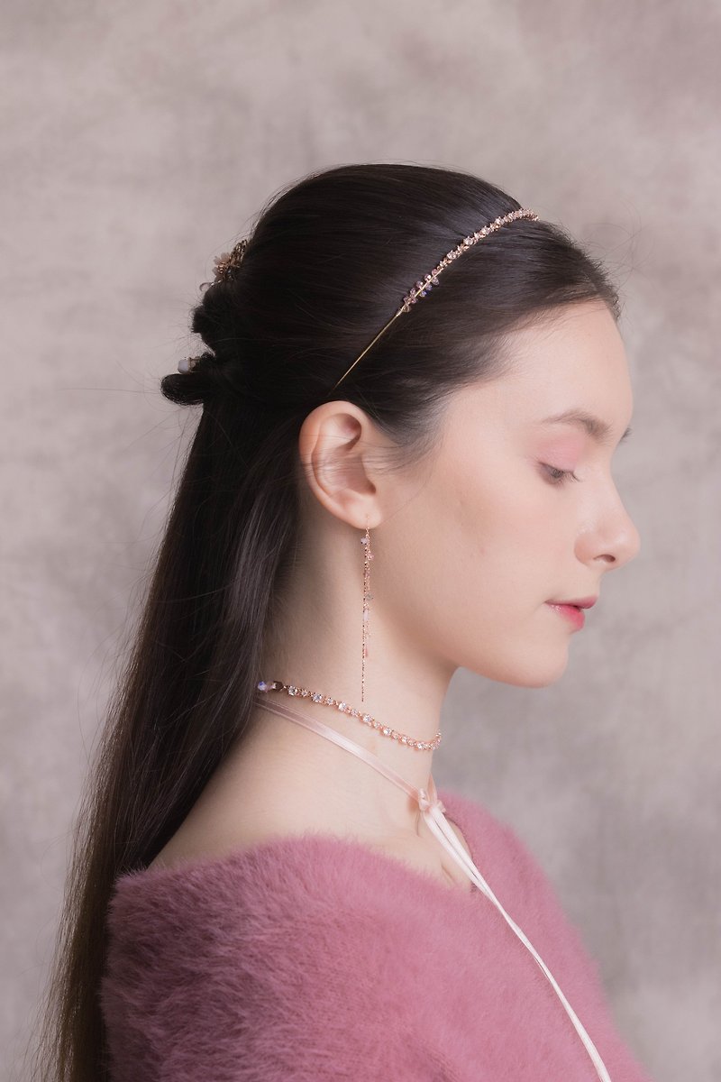 BLOSSOM CZ Rose-gold Plated Headband - Hair Accessories - Clay Pink