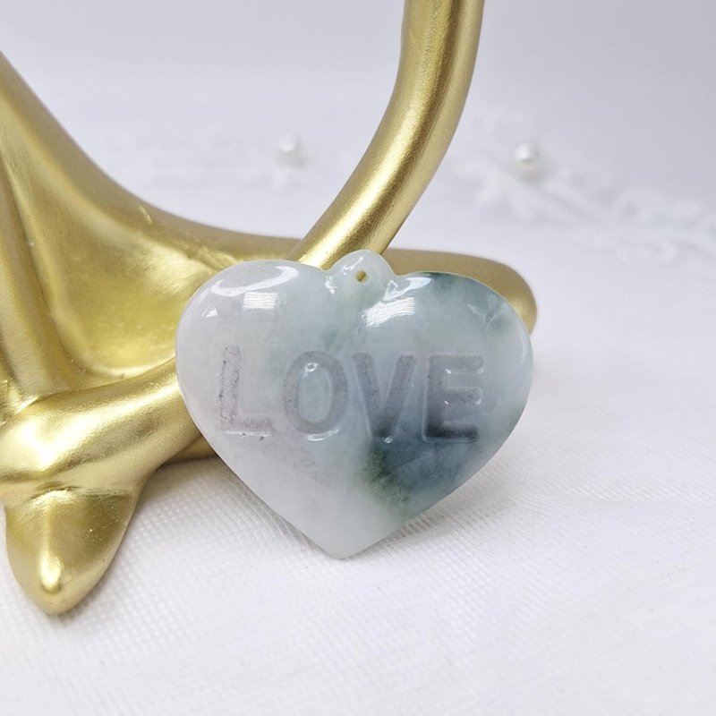 Warm three-color characteristic love pendant | Natural Burmese jade A grade jadeite - Necklaces - Jade 