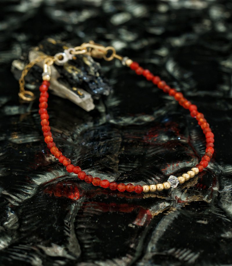 Superfine1/20 14K Gold Filled Red Agate Bracelet with Japan Memory Wire - Bracelets - Gemstone 