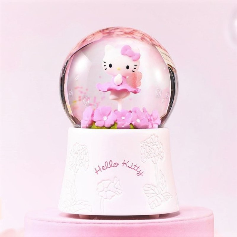 Hello Kitty Flower Fairy Crystal Ball Music Box Birthday Valentine's Day Christmas Exchange Gift - Items for Display - Glass 