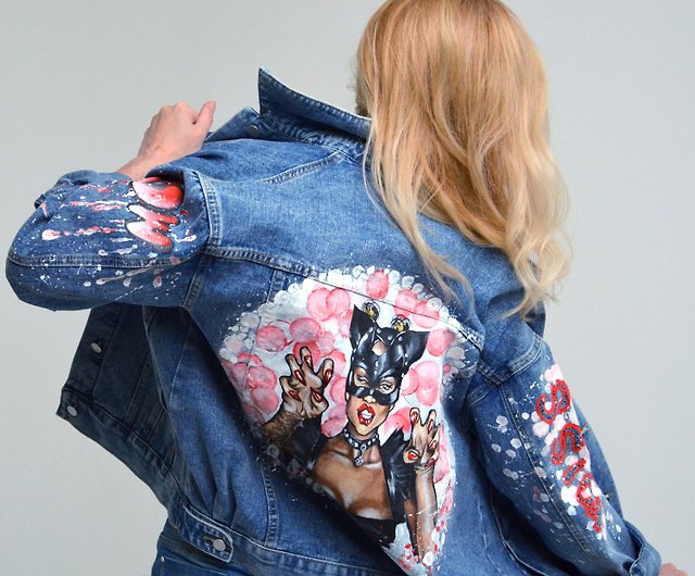Buy Flower Hand Painted Jacket Custom Denim Women's Clothes Online