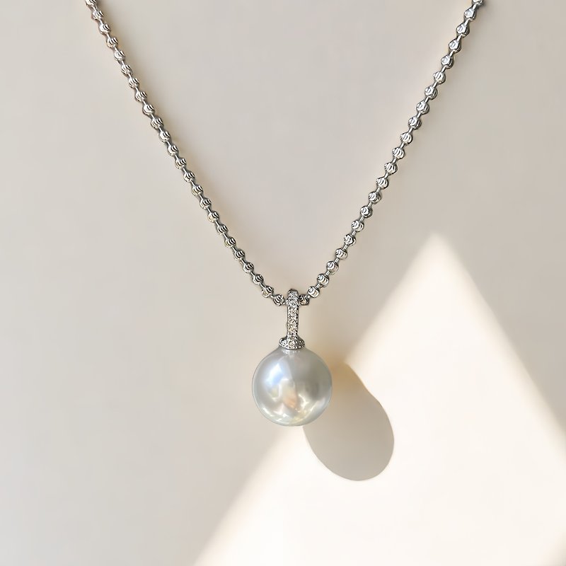 POGO 施家水晶珍珠萬能扣純銀項鏈輕奢小眾毛衣鏈 - 項鍊 - 其他金屬 