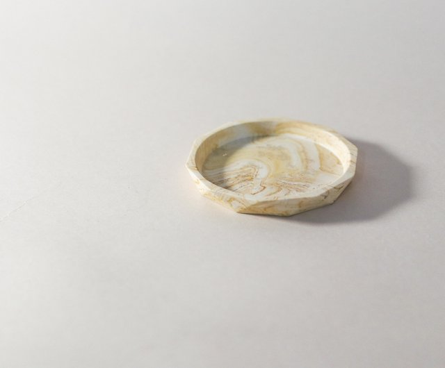 ジェスモナイト英国ミネラル樹脂/香皿-金箔アート琥珀プレート