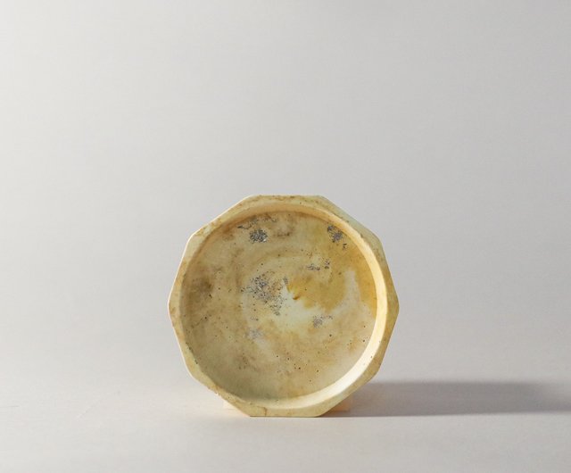 ジェスモナイト英国ミネラル樹脂/香皿-金箔アート琥珀プレート