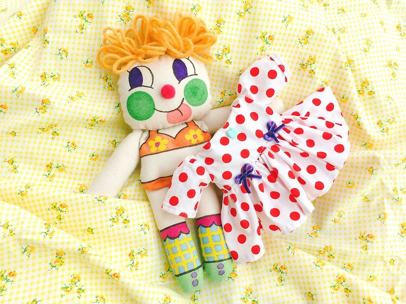 トゥミオリジナルのイエロー髪の関節と、着脱可能な手作りの小さなチュチュスカートが付いた手描きの人形 - その他 - コットン・麻 オレンジ