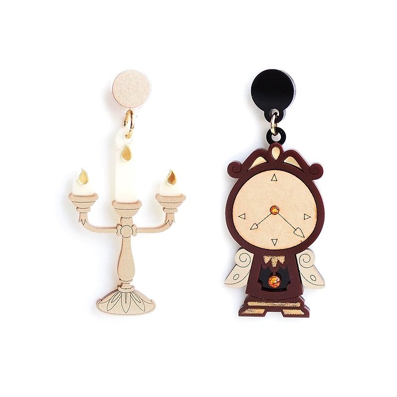 Clock and Candle Earrings - ต่างหู - อะคริลิค 