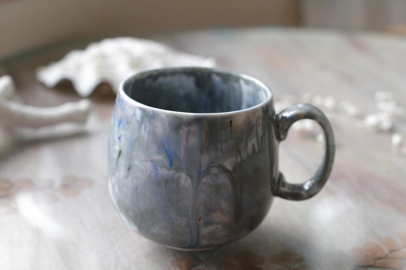 Hand-glazed oil painting style porcelain cup/mug 22 - Mugs - Pottery Blue