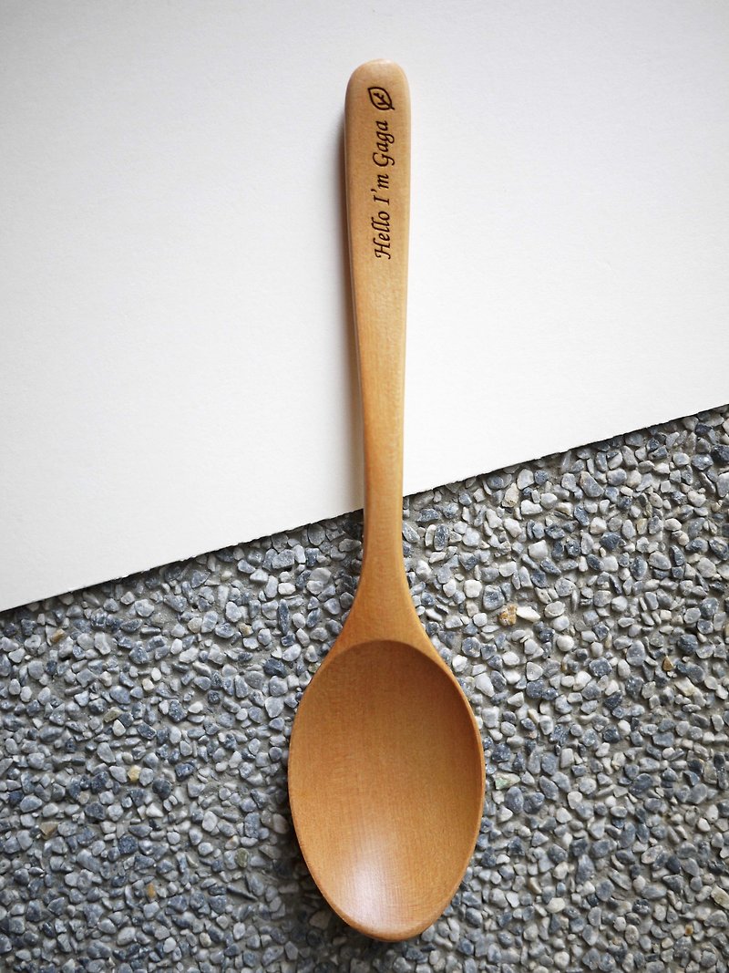 Customized product laser engraving lotus spoon/bamboo spoon/mahogany spoon can engrave text name - Ladles & Spatulas - Wood Khaki
