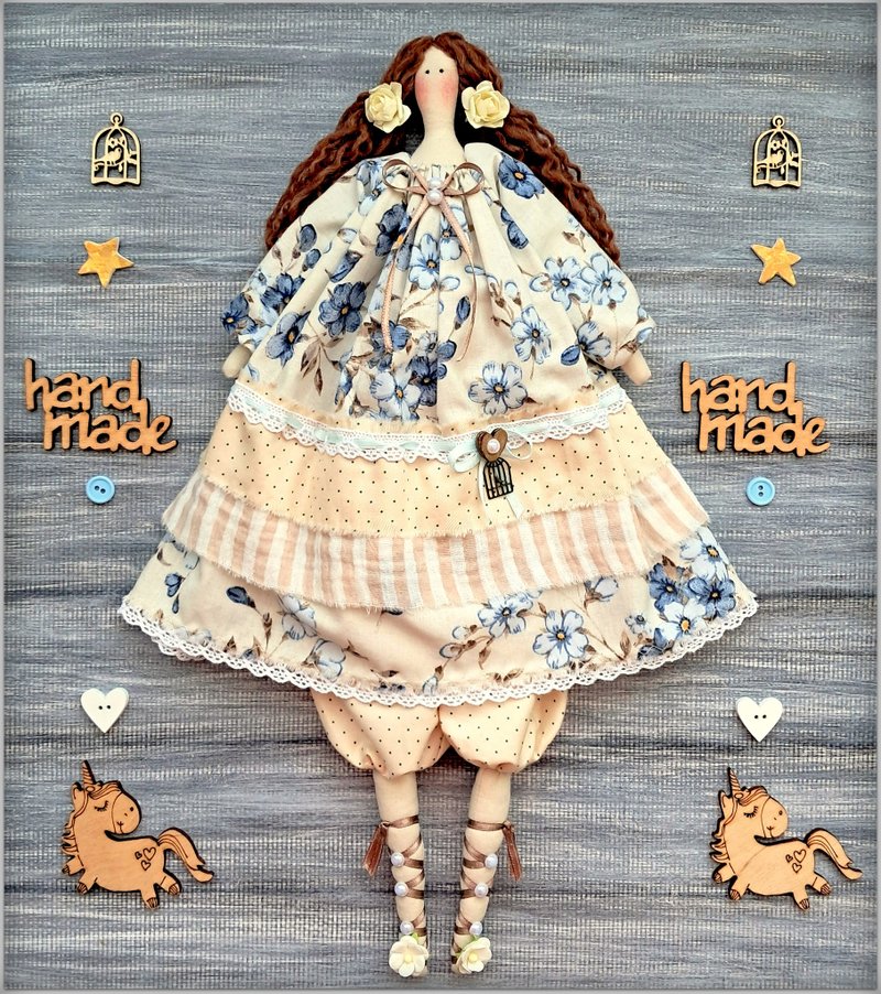 Tilda doll, Cloth doll, Handmade Textile doll, Fabric doll,Rag doll - 公仔/玩偶 - 棉．麻 