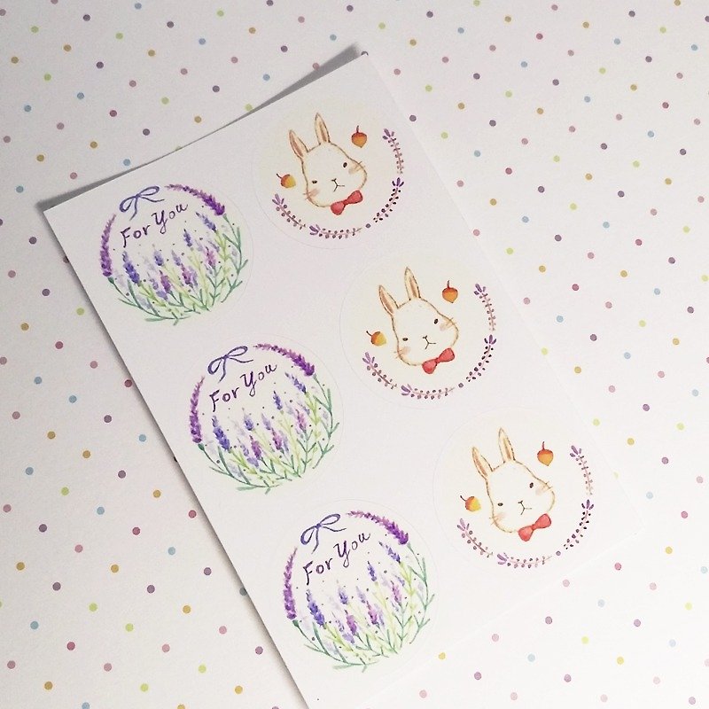 StarLululu lavender bunny ForYou small round sticker - Stickers - Paper 
