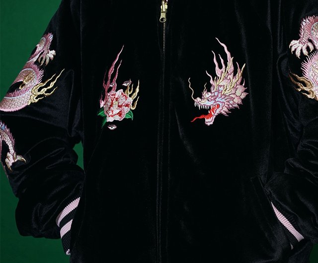 刺繍 椿 ドラゴンリバーシブルスカジャン ショップ Hotelo Pinkoi