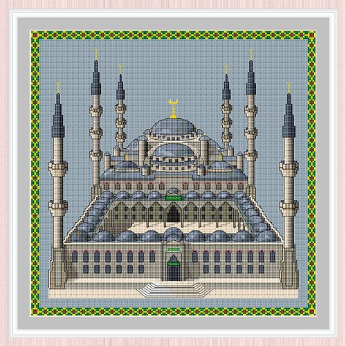 LarisaStitch Blue Mosque Cross Stitch Pattern | Sultan Ahmed Mosque | Minarets Of The Mosque