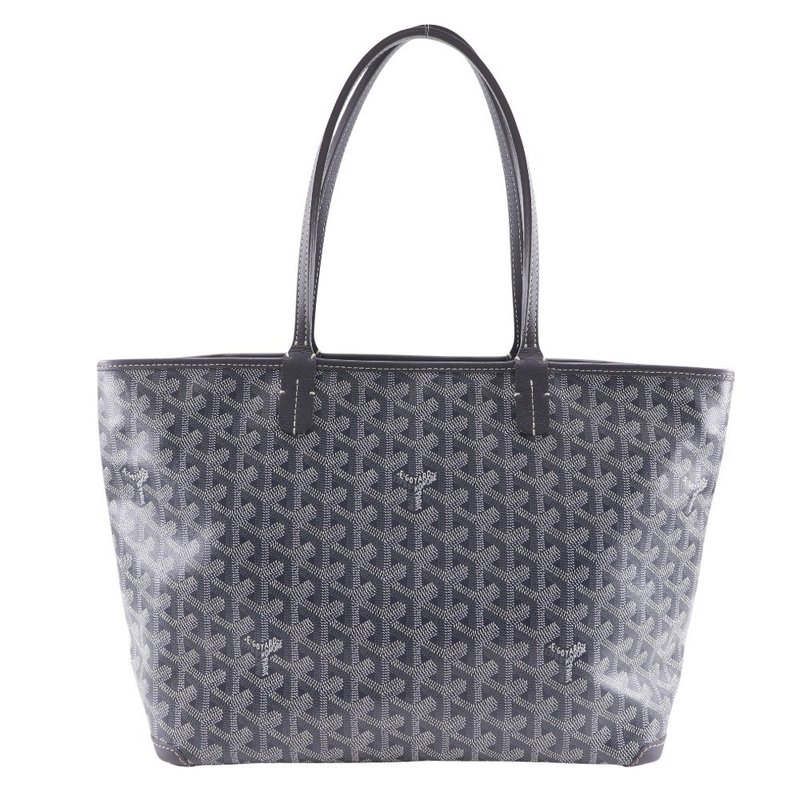 GOYARD Artois PM Tote Bag in Gris Grey PVC x Calfskin for Unisex [Used] - กระเป๋าถือ - พลาสติก สีดำ