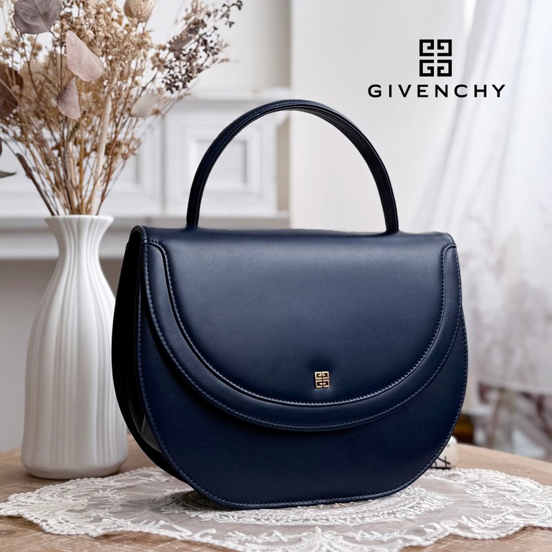 極新美品 Givenchy Vintage 紀梵希 4G 半圓海軍藍真皮古董手提包 - 手提包/手提袋 - 真皮 藍色