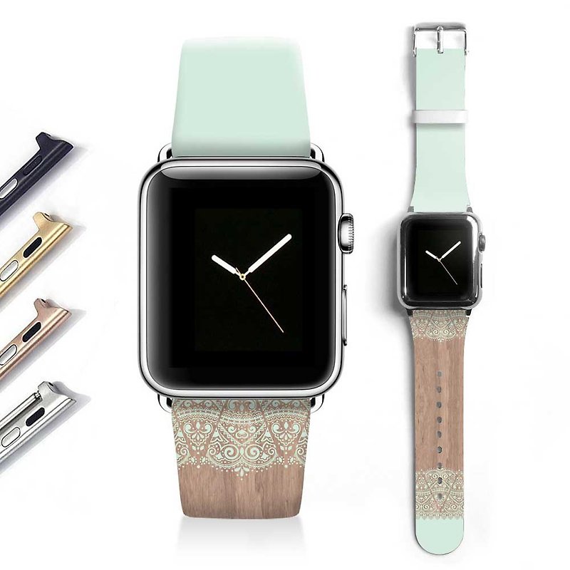 Apple watch band 真皮手錶帶不銹鋼手錶扣 38mm 42mm S016 - 錶帶 - 真皮 多色