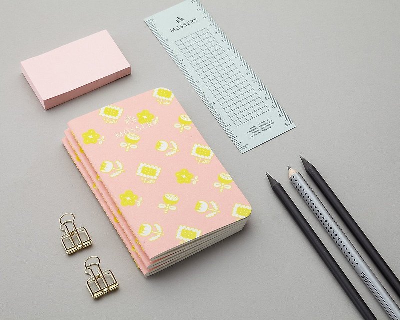 Yellow Flowers 口袋型筆記本 - 筆記簿/手帳 - 紙 粉紅色