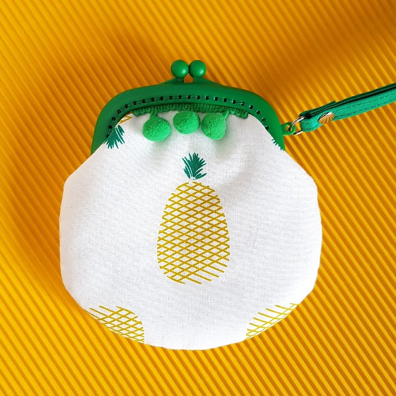 Fresh pineapple plastic mouth gold coin purse / yellow - Coin Purses - Cotton & Hemp Yellow